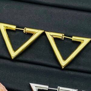 18K gold plate triangle V earrings, Hoops Exceptional Quality guaranteed ,